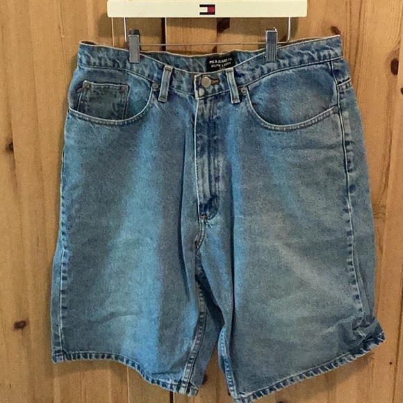 πΊπΈ Denim JEAN UniSex Shorts POLO RALPH LAUREN BANNER Vintage 90's - Picture 1 of 16
